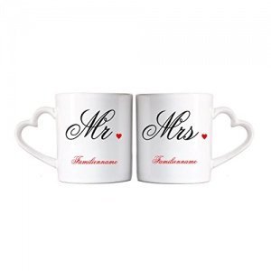 Privat Tasse Mr. & Mrs. Paartassen zur Hochzeit mit Aufdruck des Familiennamens