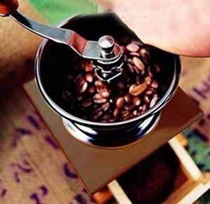 PuTwo Manuelle Kaffeemühlen Coffee Grinder Stainless Steel with Ceramic Hand Crank - Wooden
