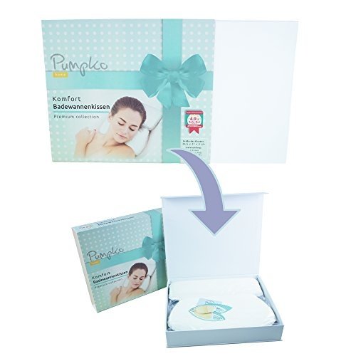 Pumpko Badewannenkopfkissen in hochwertiger Geschenkbox | inkl. 2 Peeling Pads und Wellness-Guide | 