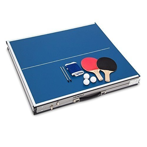 Relaxdays Klappbare Tischtennisplatte, HBT: 71 x 150 x 67 cm, tragbar, Netz, Bälle, Schläger, outd
