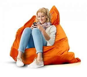 ROOMOX Original XXL Sitzsack für drinnen und draußen Stoff 160 x 120 x 30 cm, Orange