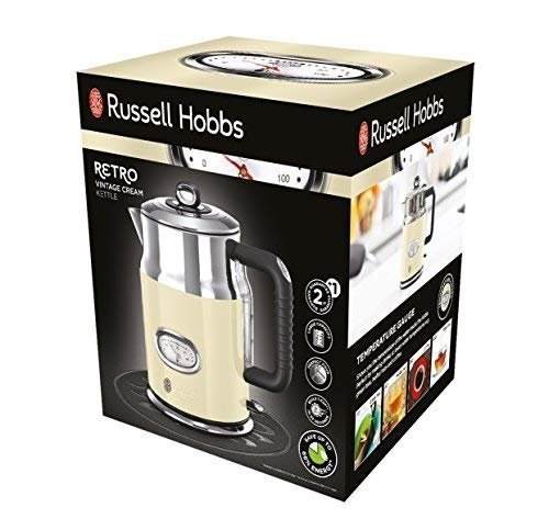 Russell Hobbs 21672-70 Wasserkocher Retro Vintage Cream, 2400 Watt, 1.7l, Retro Wassertemperaturanze