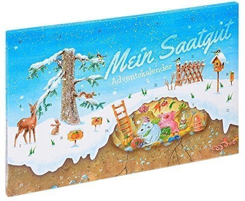 Saatgut Garten Adventskalender - 24 Schachteln mit verschiedenen Samen + 5 Tees