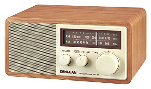 Sangean WR-11 Desktop-Radio (UKW/MW-Tuner, AUX-In, Kopfhöreranschluss) walnuss/cremeweiß