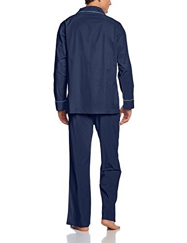 Seidensticker Herren Zweiteiliger Schlafanzug Pyjama lang, Gr. Large (Herstellergröße: 52), Blau (