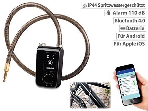 Semptec Urban Survival Technology Fahrradschloss: App-gesteuertes Kabelschloss, Bluetooth, Alarm fü