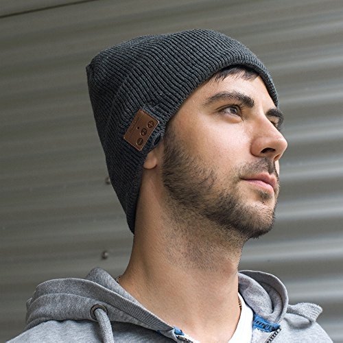 Sharon Music Headset Beanie | AirPods Bluetooth Mütze Grau Strickmütze | Mütze Musik Funkkopfhör