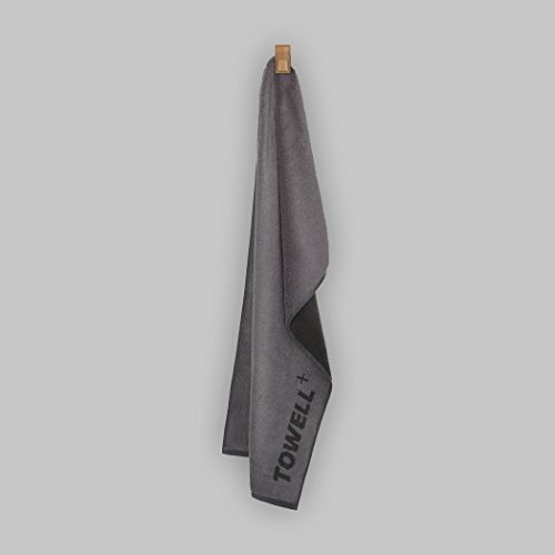 STRYVE Towell Plus Handtuch mit Tasche und Magnetclip, Grau (Platinum Grau) Gym Handtuch TOWELL+, Ei