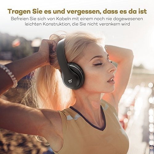 TaoTronics Bluetooth Kopfhörer Over Ear Headset mit leichtem Rückstellschaum Ohrpolster & Dual 40m