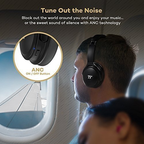 TaoTronics Noise Cancelling Kopfhörer Bluetooth Kopfhörer Over Ear mit aktiver Rauschunterdrückun