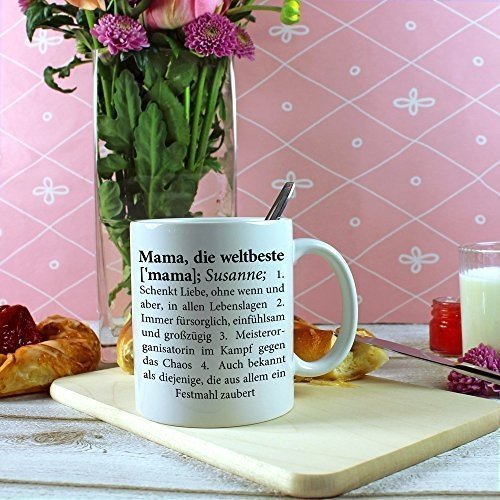 Tasse mit Aufdruck - Definition beste Mama - Personalisiert mit Namen - Individuelle Kaffeetasse in 