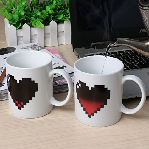 Tasse mit Thermoeffekt Pixel Herz