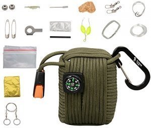 The Friendly Swede Survival-Pod - Survival-Kit inklusive Drahtsäge, Rettungsdecke und Paracord (Arm