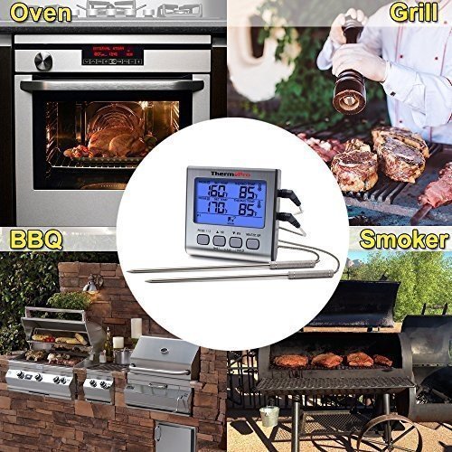 ThermoPro Digitales Grill-Thermometer Bratenthermometer Fleischthermometer mit Timer, zwei Edelstahl