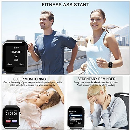 Topffy Bluetooth Smartwatch mit Kamera, Uhr Intelligente Armbanduhr Fitness Tracker Armband Sport Uh