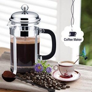 Topop Kaffeebereiter French Press Cafetiere Glas Teabereite 8 Tassen Kaffee oder Tee mit Honig Löff