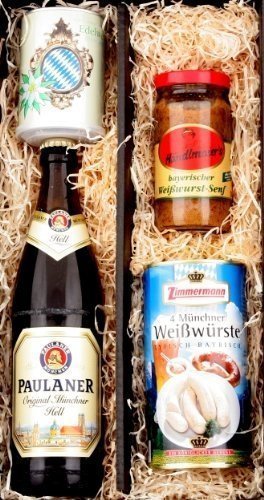 Typisch bayrisch - Bayern & München Spezialitäten Geschenk (Bier, Weißwurst, Senf & Edelweiss)