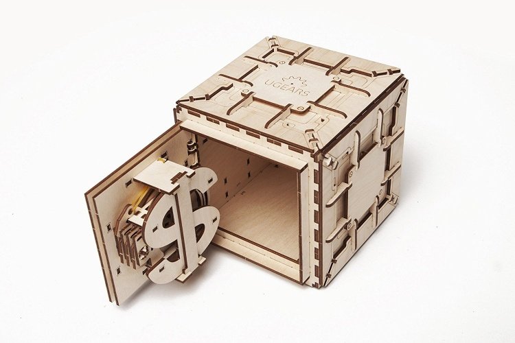 Ugears  Safe Tresor, 3D-Holzbausatz ohne Klebstoff