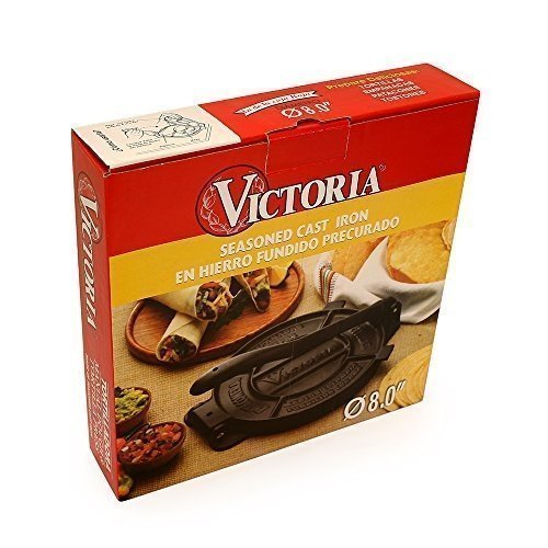 Victoria Gusseisen Tortilla Presse und pataconera, Original made in Kolumbien, Seasoned 8 Inch schwa