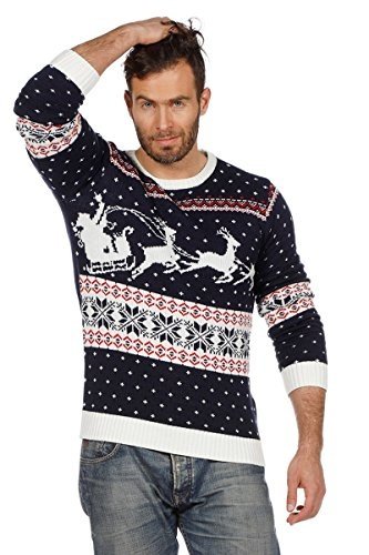 Weihnachtspullover Schlitten Ugly Christmas Sweater Pullover Weihnachten S-XXL