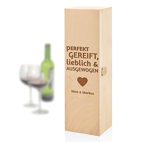 Weinbox aus Holz " Weinbeschreibung " mit Gravur - Personalisiertes Liebes Geschenk zum Valentinstag