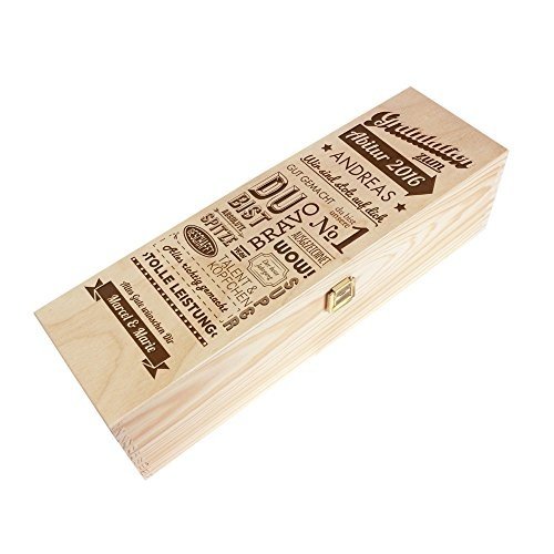 Weinbox aus Holz mit Gravur zum Abitur