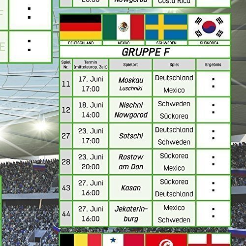 WM Planer 2018 Russland im XL Maxi Poster Format 61x91,5 mit allen Gruppen und Spielen deutschsprach