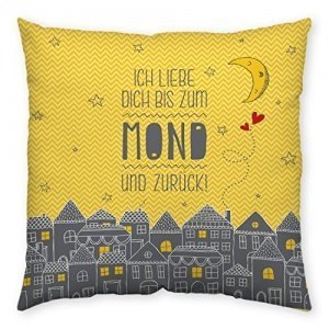 Wortheld Baumwollkissen "Ich liebe Dich bis zum Mond..."