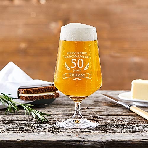 AMAVEL Bierglas mit Gravur zum 50. Geburtstag