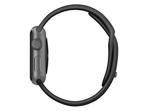 Apple Watch Sport Smartwatch mit Gehäuse aus Aluminium silber von 38 mm und Armband Sport Schwarz