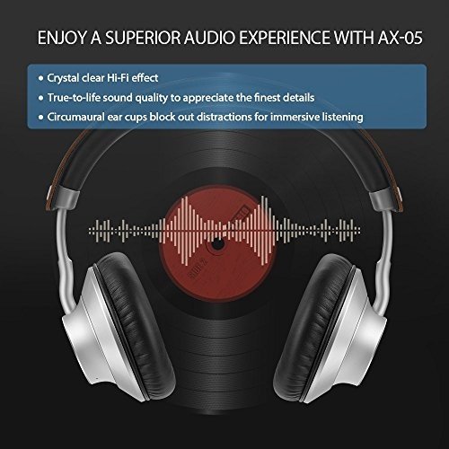 AudioMX Bluetooth Over-Ear Kopfhörer, Wireless Stereo-Headset mit eingebautem Mikrofon und apt-X Hi