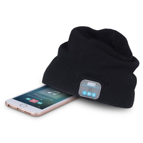 August EPA20 – Bluetooth Mütze – Winter Beanie mit Bluetooth Stereo Kopfhörer, Mikrofon, Freis