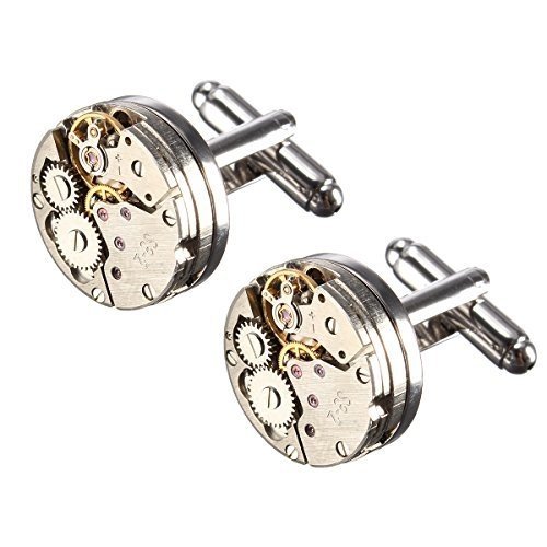 Baban Cufflinks Ein Paal Rund Herren Manschettenknöpfe Steampunk Uhrwerk Uhr Bewegung Watch Movemen