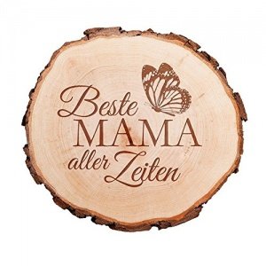 Baumscheibe mit Gravur - Beste Mama aller Zeiten - Motiv Schmetterling - Perfekt als Türschild, Wan