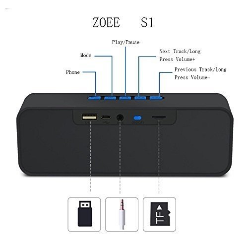 Bluetooth Lautsprecher, ZoeeTree S1 Bluetooth Lautsprecher Portable, Bluetooth 4.2 Speaker, Dual-Tre