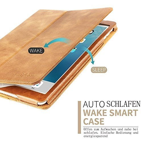 Boriyuan Ipad Pro 9.7 Hülle Echt Leder Case Smart Cover Schutztasche aus echtem Leder für das Appl