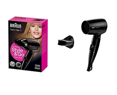 Braun Satin Hair 1 Style&Go klappbarer Reisehaartrockner HD 130, mit Stylingdüse, 1200 Watt