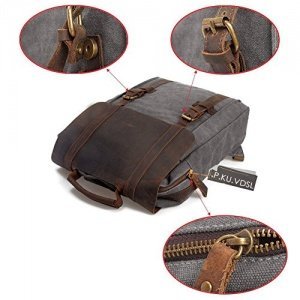 Canvas Rucksack, P.KU.VDSL 15" Laptoprucksack Vintage Canvas und Leder Schultasche Reisetasche Daypa