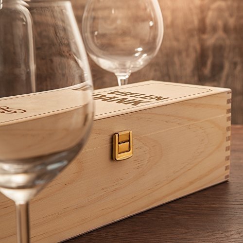 Casa Vivente Weinbox aus Holz mit Gravur – Vielen Dank – Standard – Weinkiste als Geschenkidee
