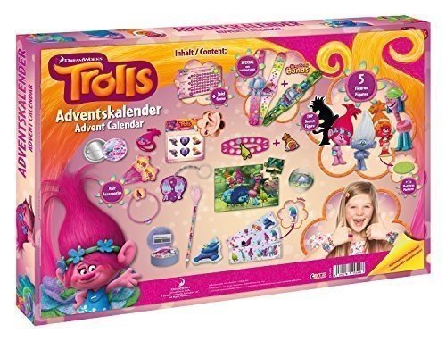 Craze 53998 - Adventskalender Dreamworks Trolls, sortiert, bunt