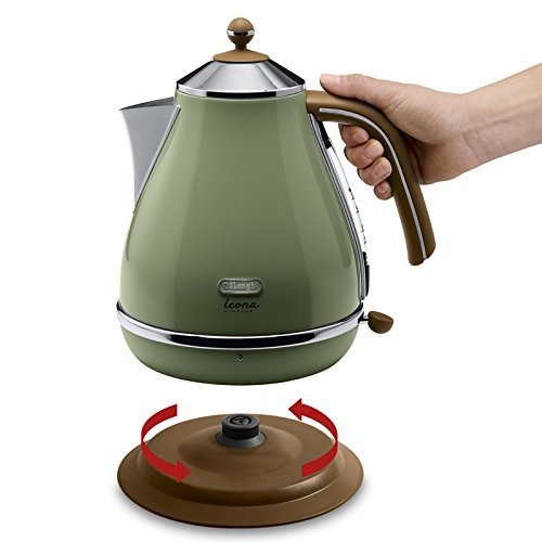 DeLonghi KBOV 2001.GR Wasserkocher (1.7 l, Retro-Look) olive