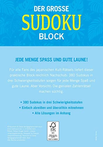 Der große Sudokublock Band 1: 380 Kulträtsel in 3 Schwierigkeitsstufen