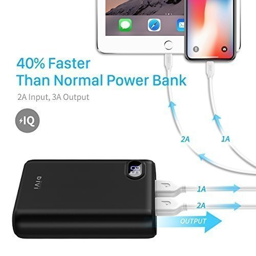 DIVI Powerbank 10000mAh, Kompakte Externer Akku Handy Ladegerät Power Bank Pack mit Hohe Kapazität