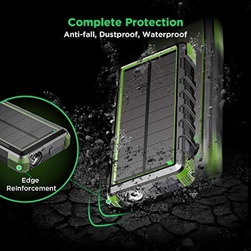 EasyAcc Powerbank 24000mAh Wasserdicht IP66 Outdoor Solar Akkupack USB C Externer Akku mit Taschenla