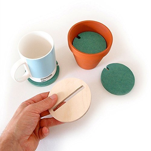 ELINKUME Set von 6 Kaktus Becher/Kaffee/Tee Coasters Untersetzer mit Blumen Topf Halter Tisch Dekora