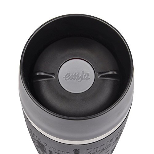 Emsa Isolierbecher (Mobil genießen, 500 ml, Quick Press Verschluss, Travel Mug Grande) schwarz