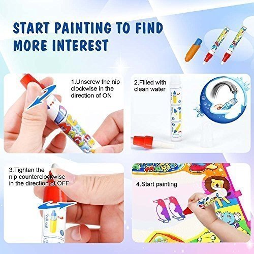 EpochAir Kids Baby Toddler Wasser Zeichnen Aqua Doodle Matte Toy mit 2 Stiftes, 86 x 57cm, 1 Bürste