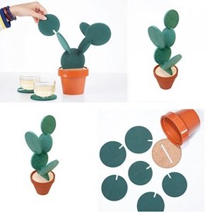 ESHOO DIY kreative künstliche Kaktus-runde Schalen-Untersetzer Hitze-Isolierungs-Matte