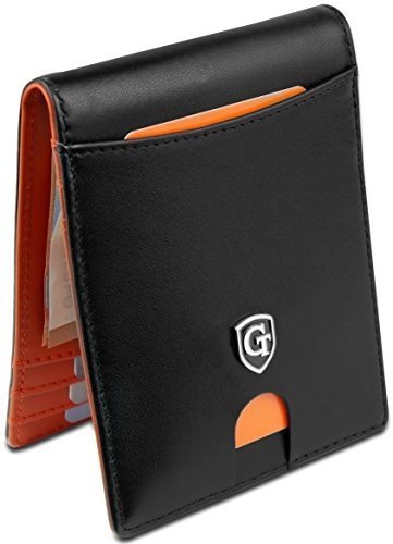 GenTo® Kreditkartenetui mit Geldklammer und Münzfach "MACAU" Echtleder - RFID Schutz - dünnes Por