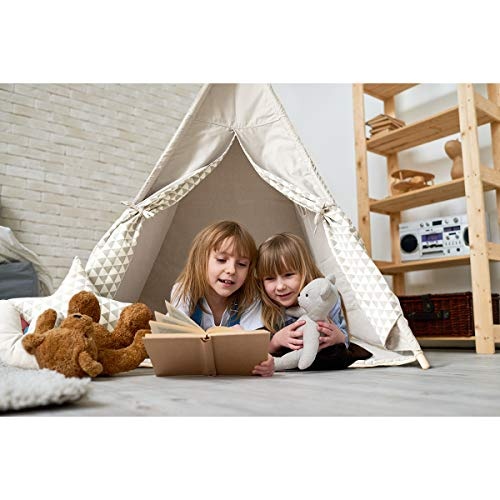 GIGALUMI Tipi Zelt mit Decke Fenster und Girlande Spielzelt Kinderzelt